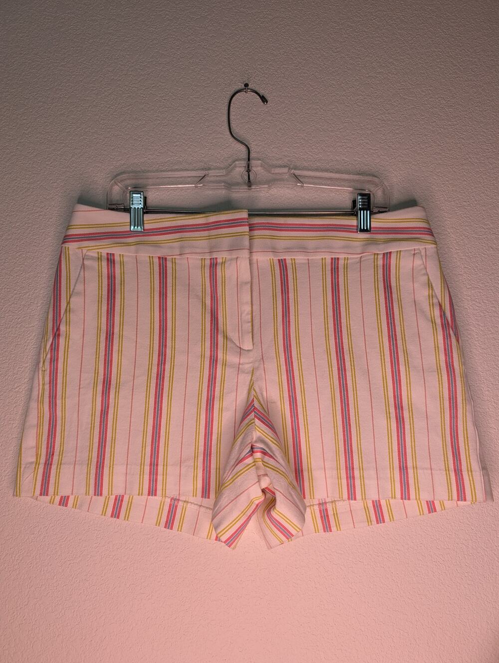 LOFT NWT 4" Striped Chino Shorts Pink Yellow  10 Preppy Coastal Summer Capsule